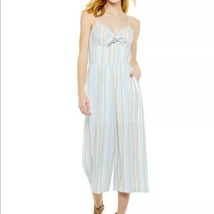 Juniors’ Blue As U Wish Bra Cup Tie Front Jumpsuit Size Small